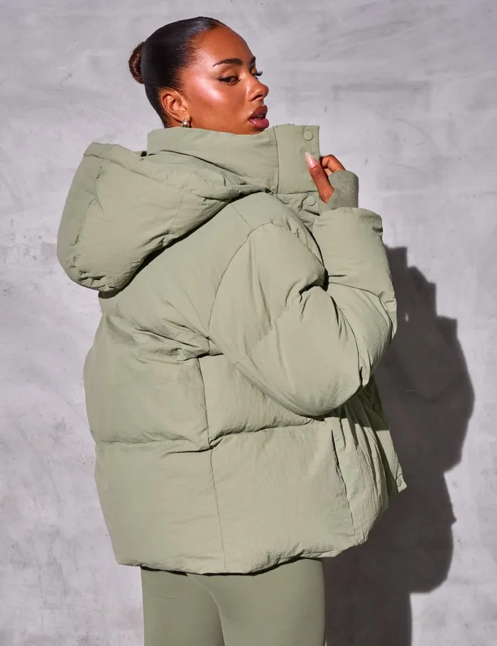 Women Kaiia Studio Oversized Puffer Coat Khaki Khaki Public Desire Outerwear and Jackets