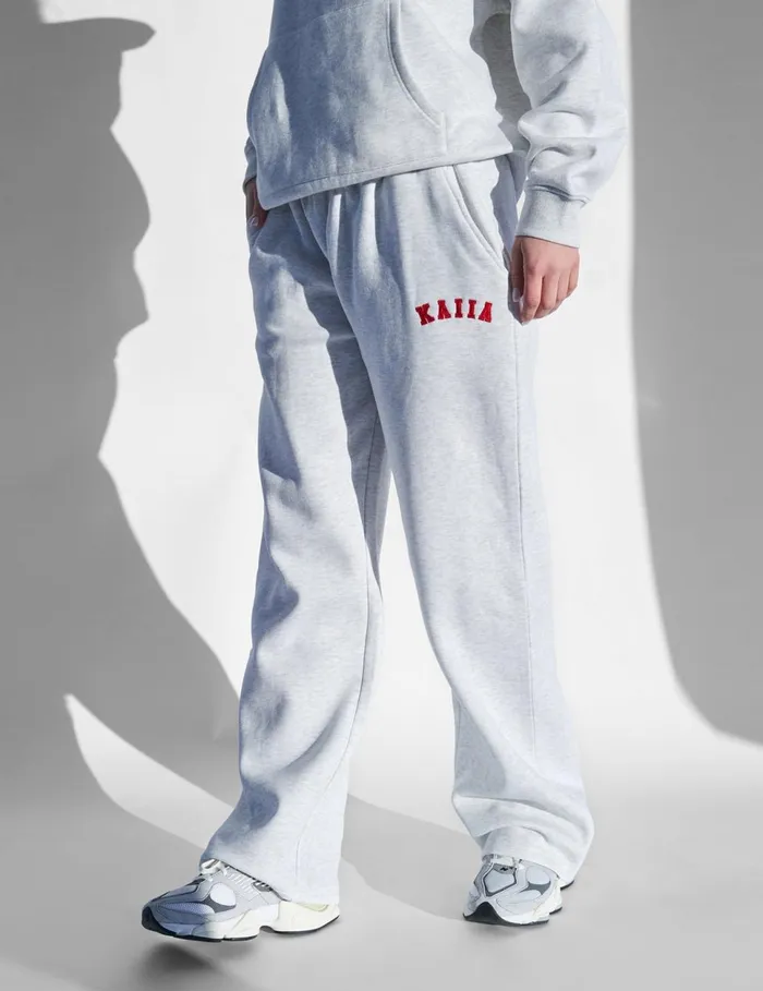 Women Kaiia Wide Leg Joggers Light Grey Marl And Red Grey Public Desire Jogger and Leggings