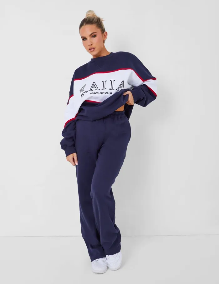 Women Kaiia Wide Leg Sweat Pants In Navy Navy Public Desire Two Piece Sets
