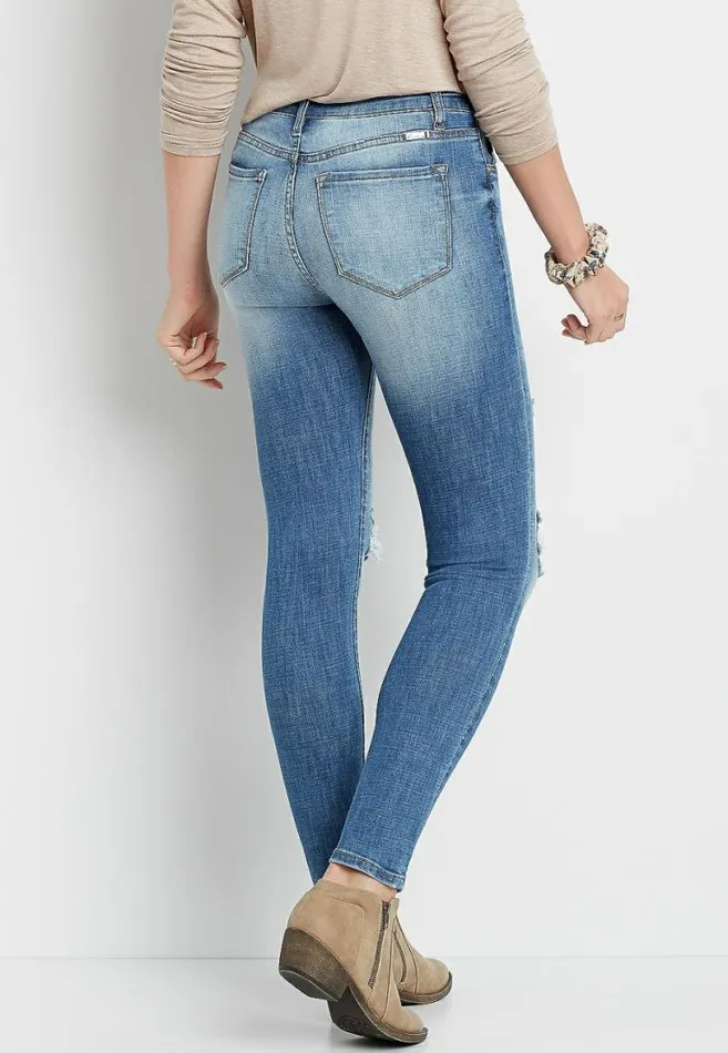Women Kancan High Rise Medium Destructed Knee Skinny Jean Maurices Jeans
