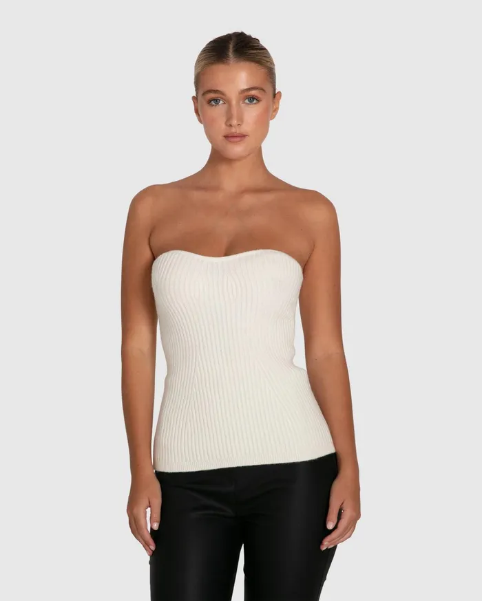 Women Knitwear Belle and Bloom Distant Memories Knit Bustier 8211 Cream