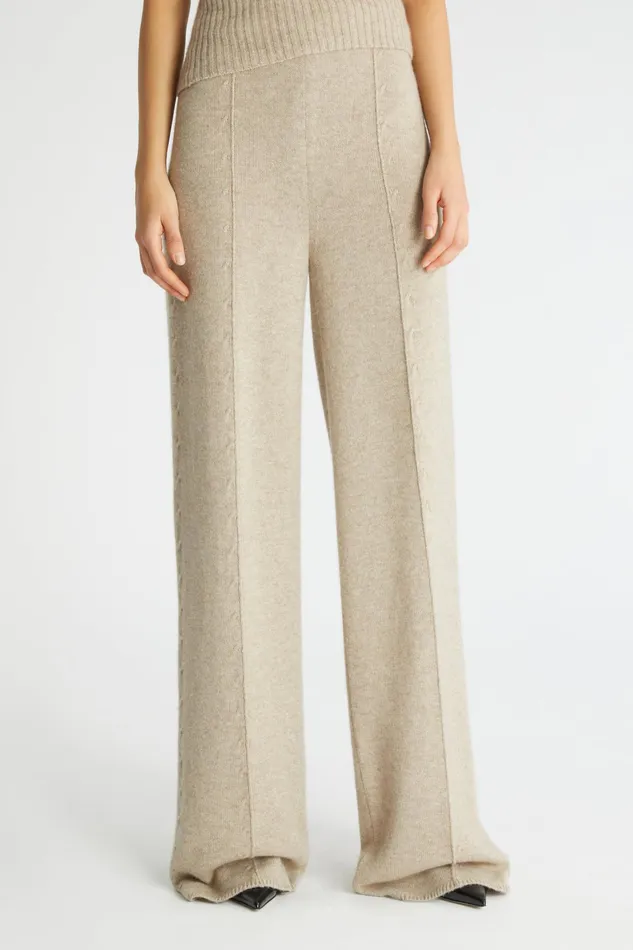 Women Knitwear Ermanno Scervino Cashmere Taupe Palazzo Pants 8211 Ermanno Scervino Taupe