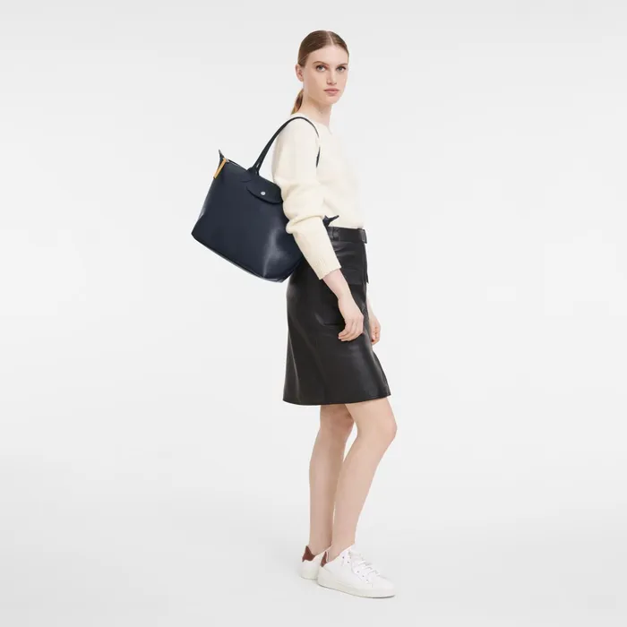 Women Le Pliage City M Tote Bag Navy Longchamp Shoulder Bags