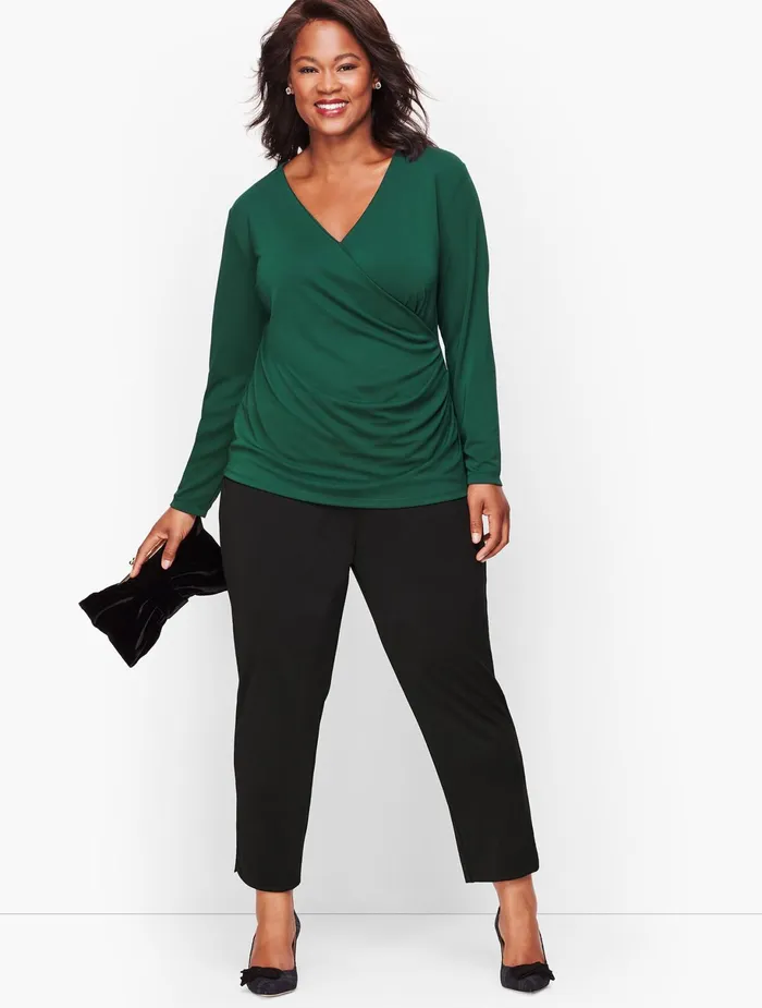 Women Long and 34 Sleeve Talbots Knit Jersey Wrap Top