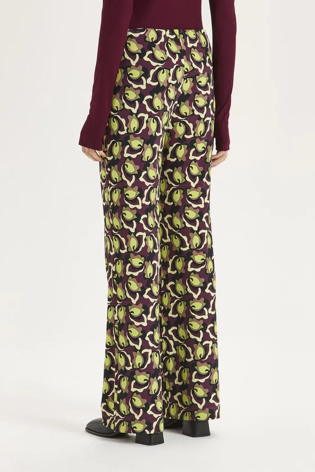 Women Malparmi Trousers Camoleaves Jersey Trousers Greenblackbrown