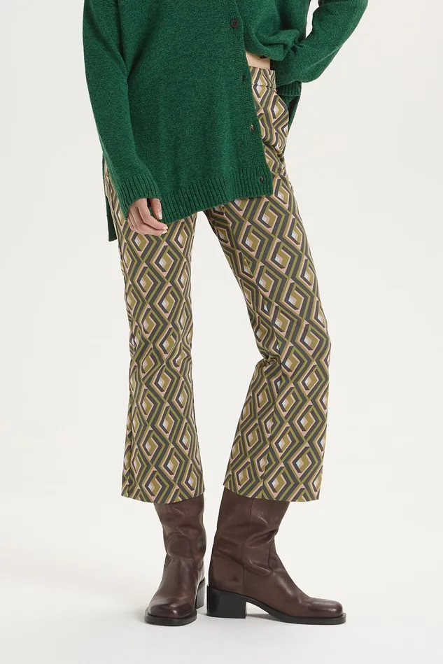 Women Malparmi Trousers Maze Jacquard Trousers Greenblackpink