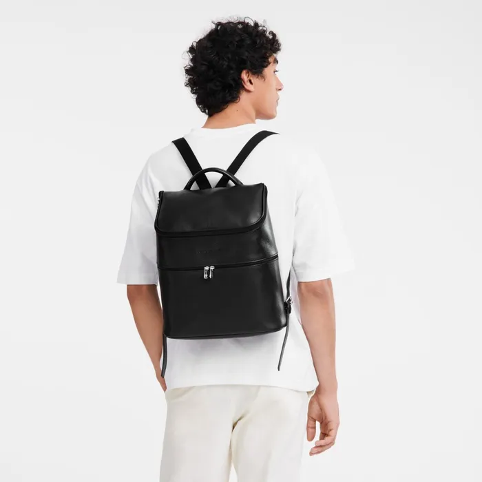WomenMen Le Foulonn Backpack Black Longchamp Backpacks