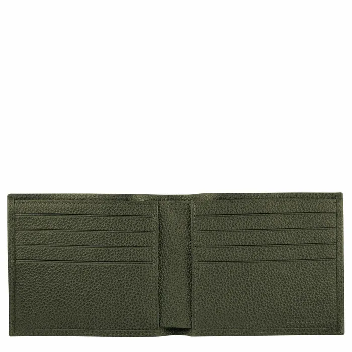 WomenMen Le Foulonn Wallet Khaki Longchamp Leather Wallets