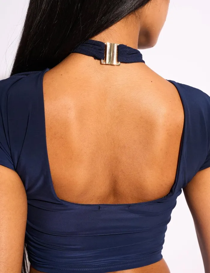 Women Mesh Sleeve Detail Top Co Ord Navy Navy Public Desire Tops