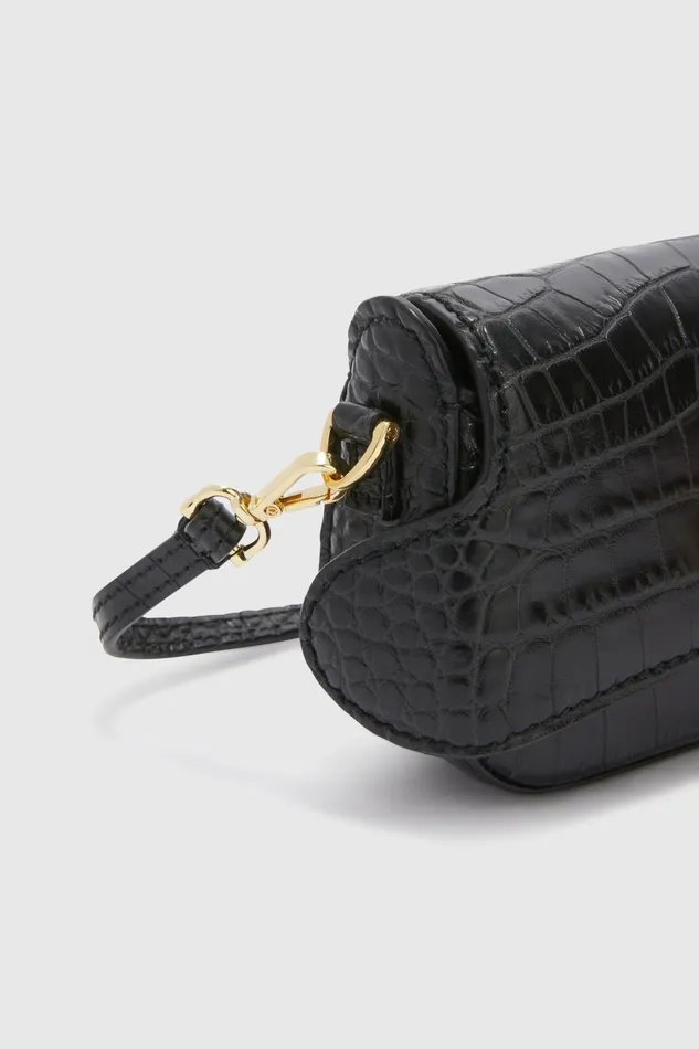 Women Mini Bags Ermanno Scervino Designer Mini Mini Audrey In Crocodile Print 8211 Ermanno Scervino Black