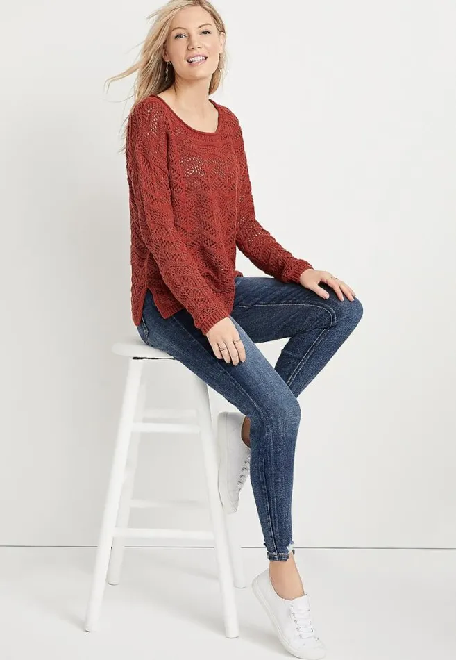 Women Open Stitched Pullover Maurices Tops