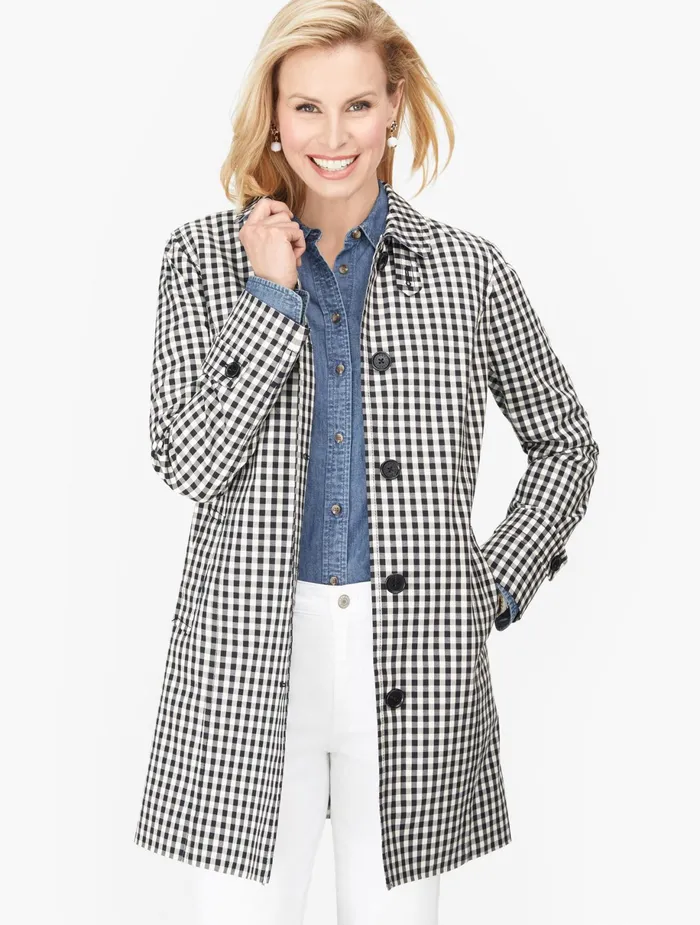 Women Outerwear Talbots Classic Gingham Mac Blackivory