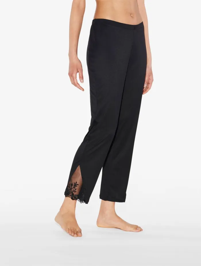 Women Pajamas La Perla Trousers In Black Modal With Embroidered Tulle