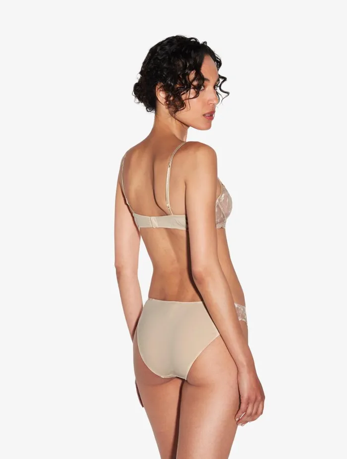 Women Panties La Perla Briefs In Halo And Ivory Nude With Embroidered Tulle