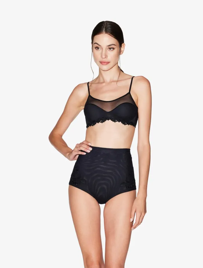 Women Panties La Perla Highwaisted Briefs In Black Stretch Tulle
