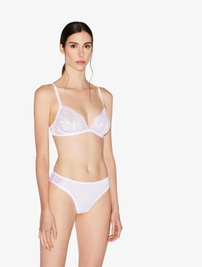 Women Panties La Perla White Stretch Leavers Lace And Tulle Medium Briefs