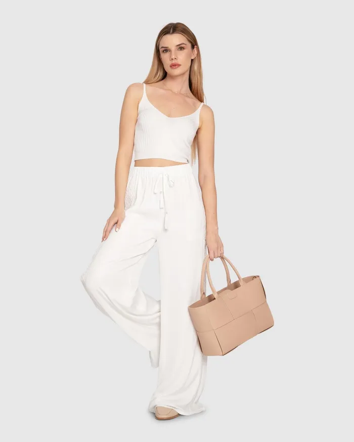 Women Pants and Skirts Belle and Bloom Everywhere All At Once Wide Leg Pant 8211 White