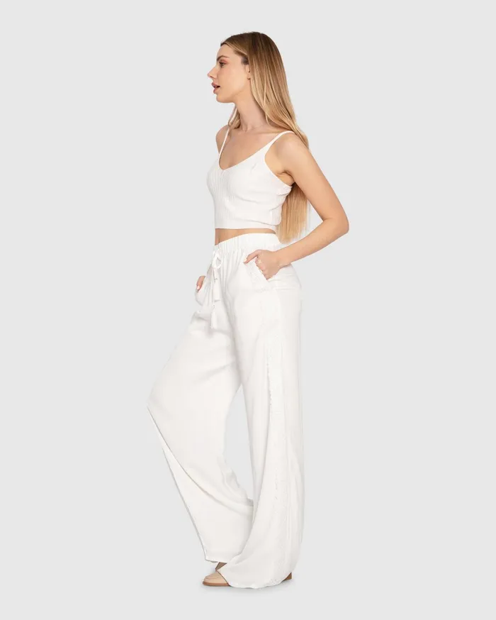 Women Pants and Skirts Belle and Bloom Everywhere All At Once Wide Leg Pant 8211 White