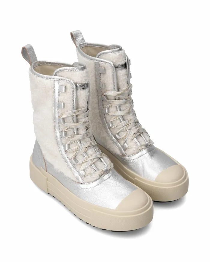 Women Paris Haute Sneakers WhiteSilver Shoes Philippe Model Paris Hybrid