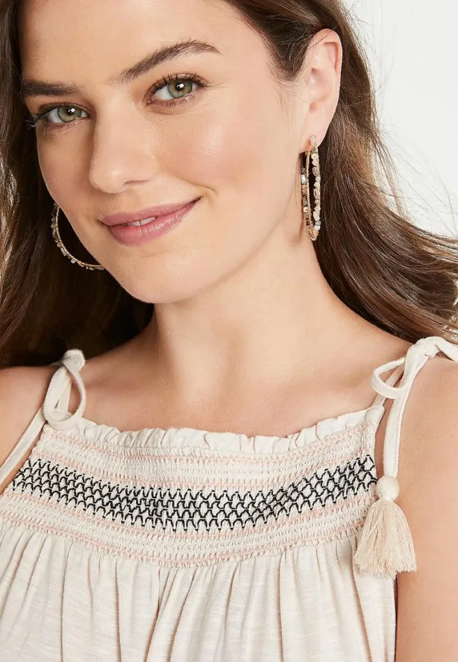 Women Pink Beaded Hoop Earrings Maurices Jewelry