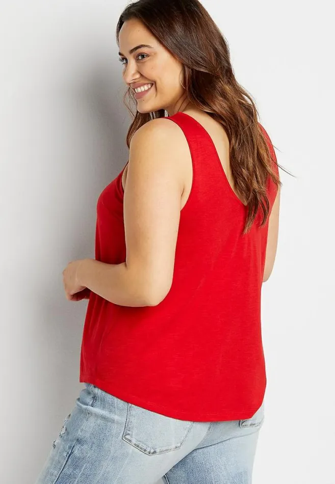 Women Plus Size 247 Eyelet Insert Button Tank Top Maurices Plus Tops