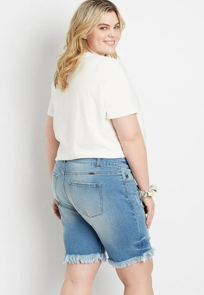 Women Plus Size Kancan High Rise Medium Ripped Bermuda Short Maurices Plus Bottoms
