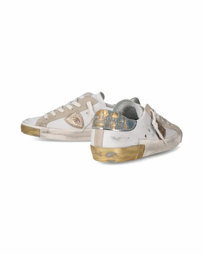 Women Prsx Sneakers WhiteBlue Shoes Philippe Model Paris Casual