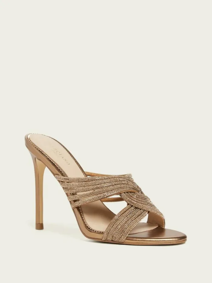 Women Rhinestone Strappy Heel Light Natural Marciano Shoes