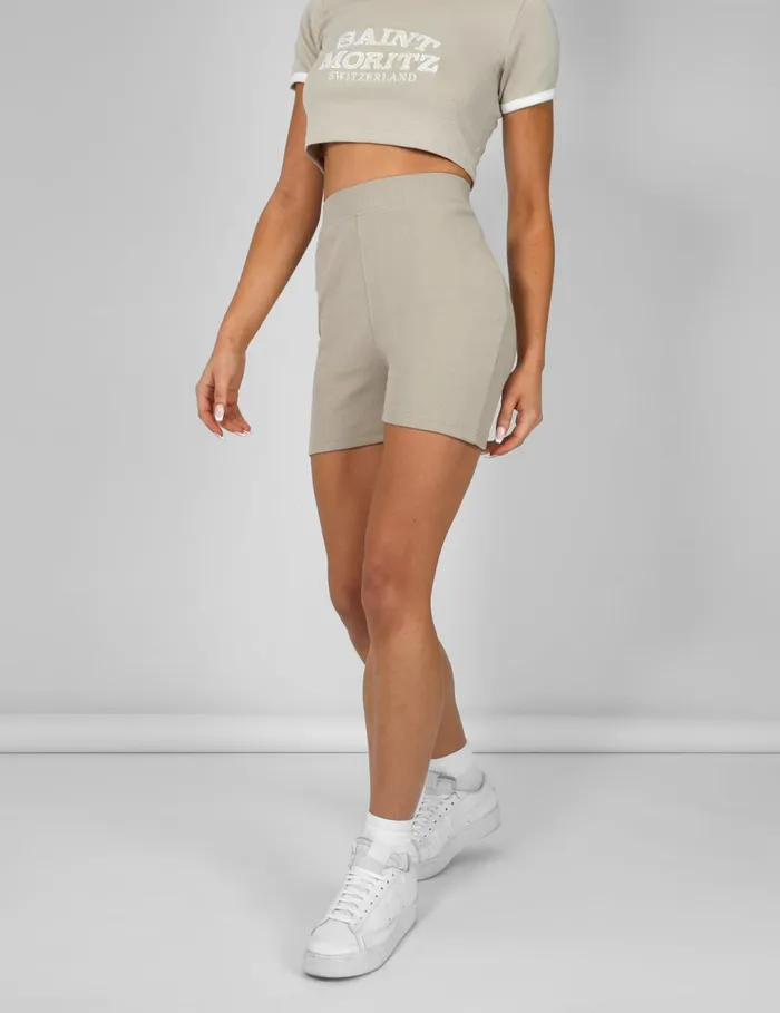 Women RIBBED CYCLING SHORTS STONE US Neutral Public Desire Shorts