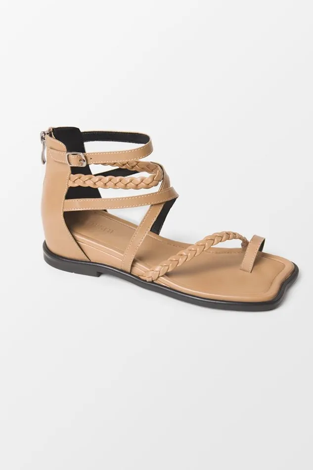 Women Sandals Cupshe Ambrosia Brown Open Toe Flat Sandals Brown