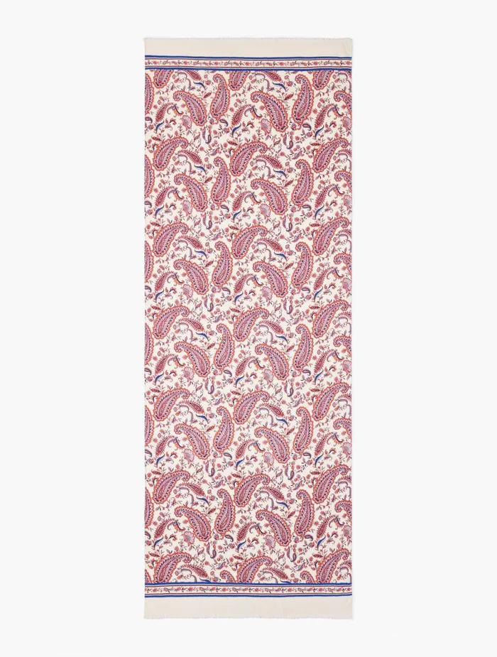 Women Scarves Talbots Dancing Paisley Oblong Scarf Ivory Multi
