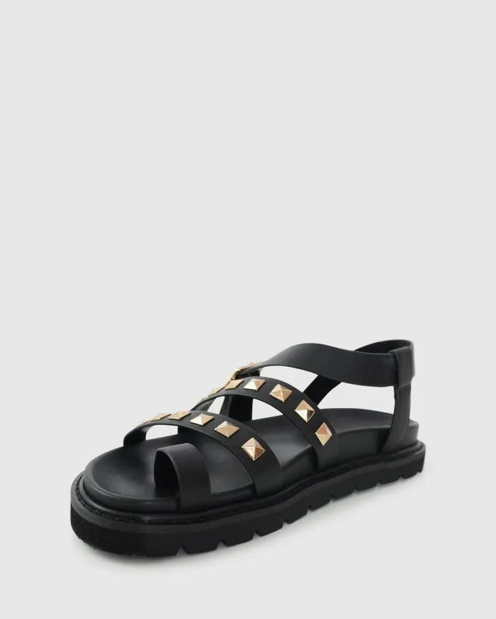 Women Shoes Belle and Bloom Morning Mood Chunky Stud Sandal 8211 Black