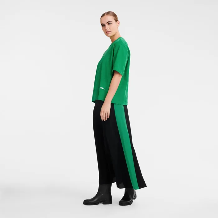 Women Short Leather Top Green Longchamp Tops and Blouses