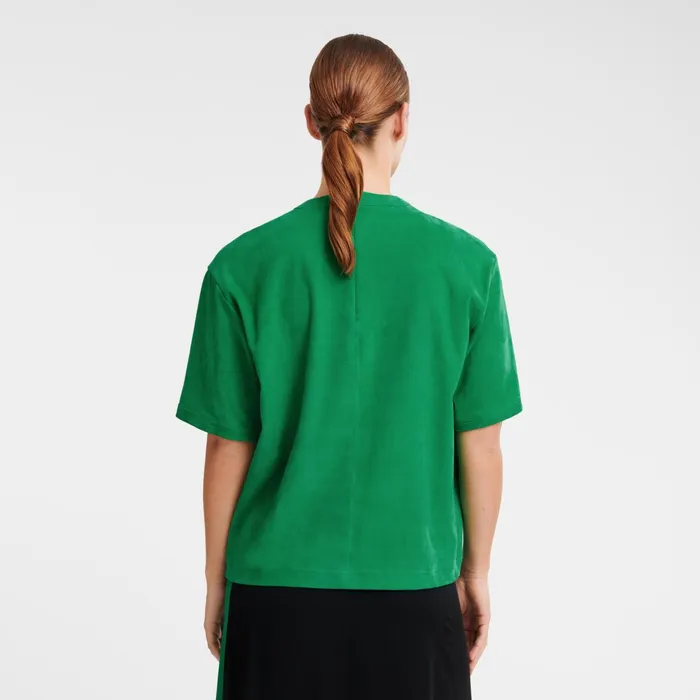 Women Short Leather Top Green Longchamp Tops and Blouses