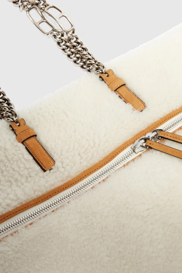 Women Shoulder Bags Ermanno Scervino Shearling Pillow Bag With Handmade Embroidery