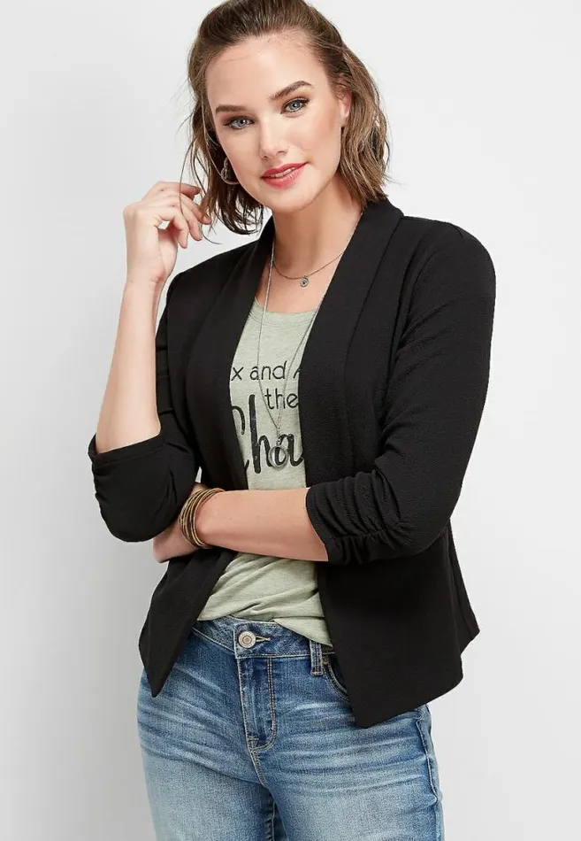Women Solid Open Front Blazer Maurices Tops