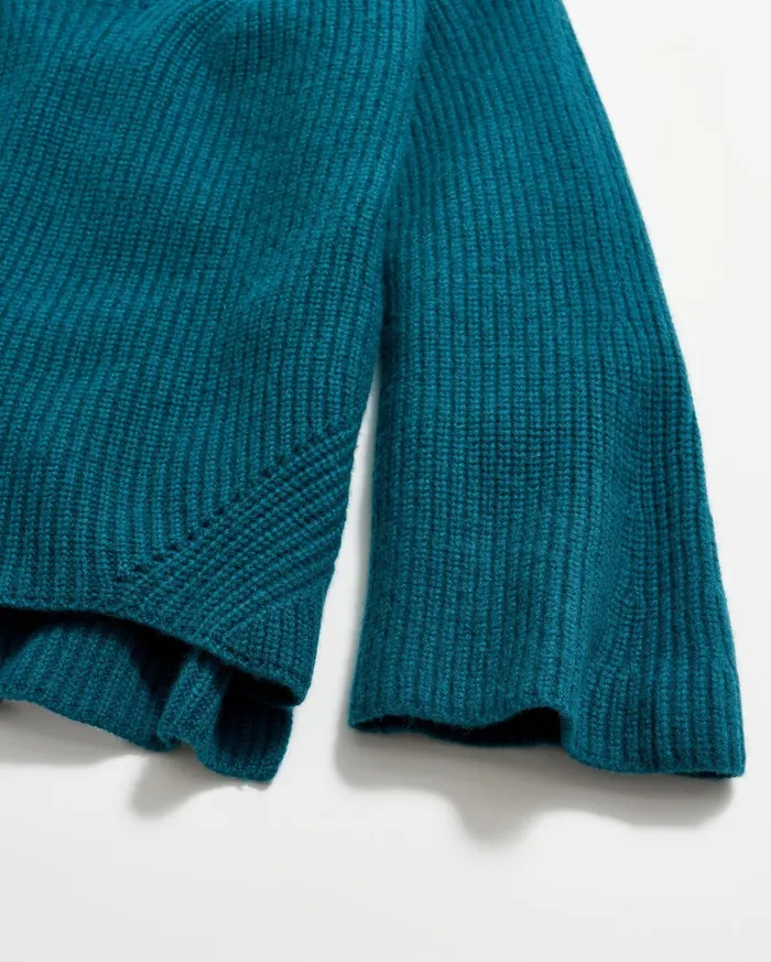 Women Sweaters and Knits Billy Reid Transfer Rib Funnel Sweater Dark Teal