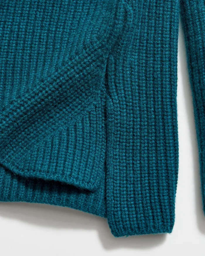 Women Sweaters and Knits Billy Reid Transfer Rib Funnel Sweater Dark Teal