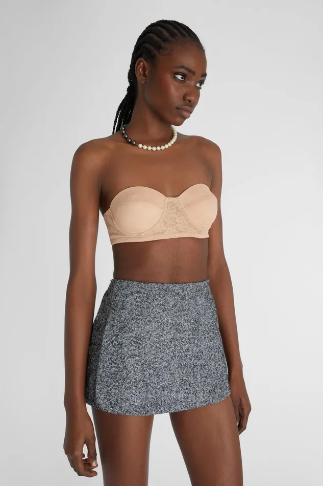 Women Tops and Shirts Ermanno Scervino Beige Lace Structured Bustier Bra Beige