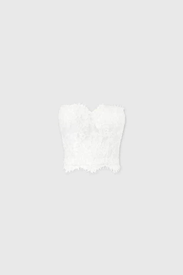 Women Tops and Shirts Ermanno Scervino Lace White Bustier Top Strapless 8211 Ermanno Scervino White Women Tops and Shirts Ermanno Scervino Lace White Bustier Top Strapless 8211 Ermanno Scervino White