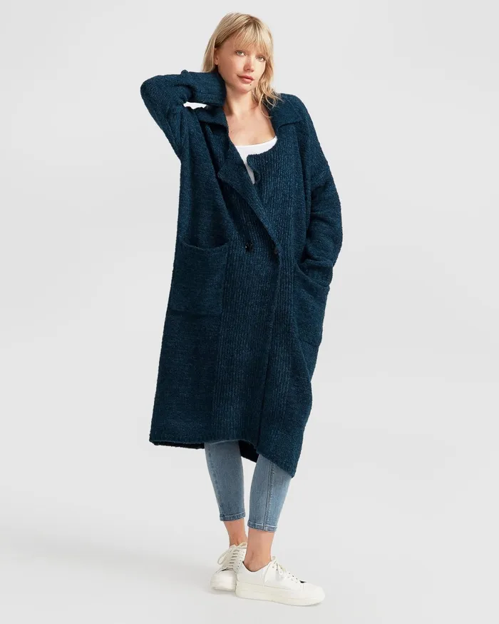 Women Tops Belle and Bloom Born To Run Sustainable Sweater Coat 8211 Dark Teal