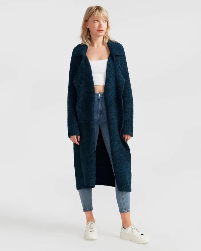 Women Tops Belle and Bloom Born To Run Sustainable Sweater Coat 8211 Dark Teal