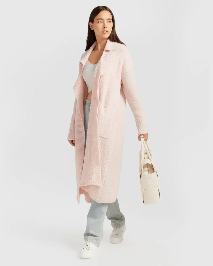 Women Tops Belle and Bloom Born To Run Sustainable Sweater Coat 8211 Pale Pink