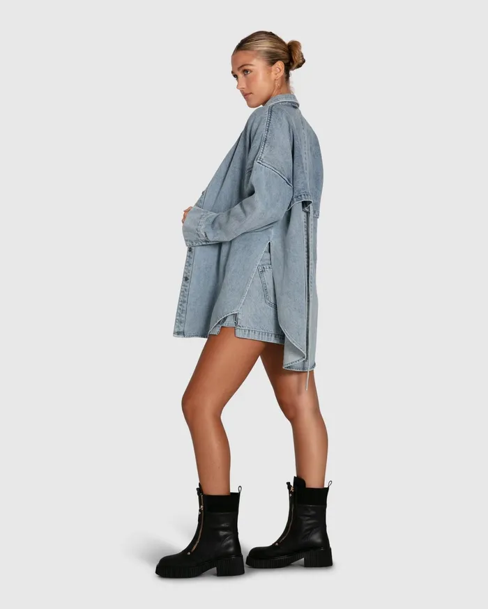 Women Tops Belle and Bloom Into Him Oversized Denim Shirt 8211 Stonewash