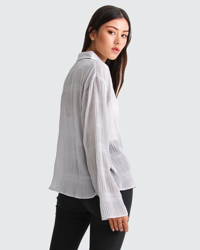 Women Tops Belle and Bloom Yoko Shirred Chiffon Blouse 8211 Grey