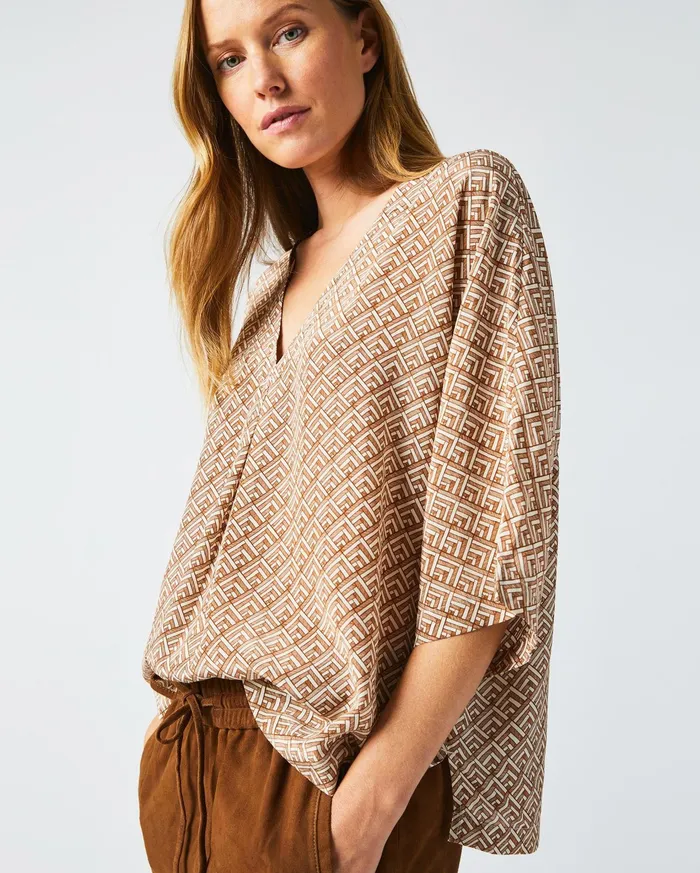 Women Tops Billy Reid V Pleat Blouse Creambrown