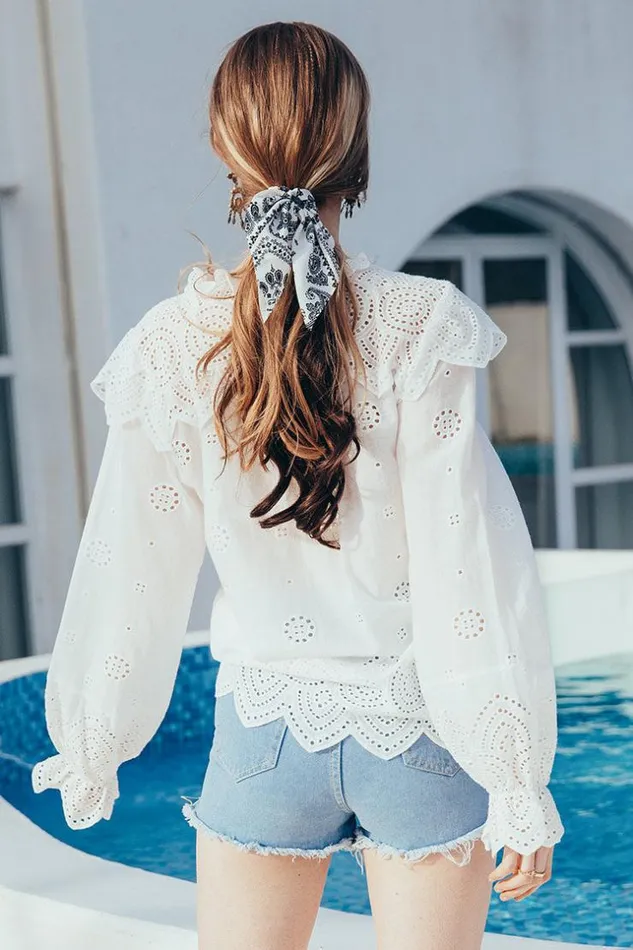 Women Tops Cupshe Makayla Pull Over Loose Waisted Top White