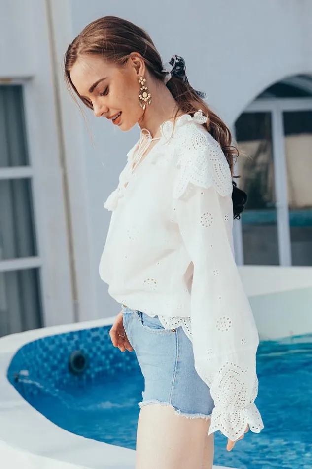 Women Tops Cupshe Makayla Pull Over Loose Waisted Top White