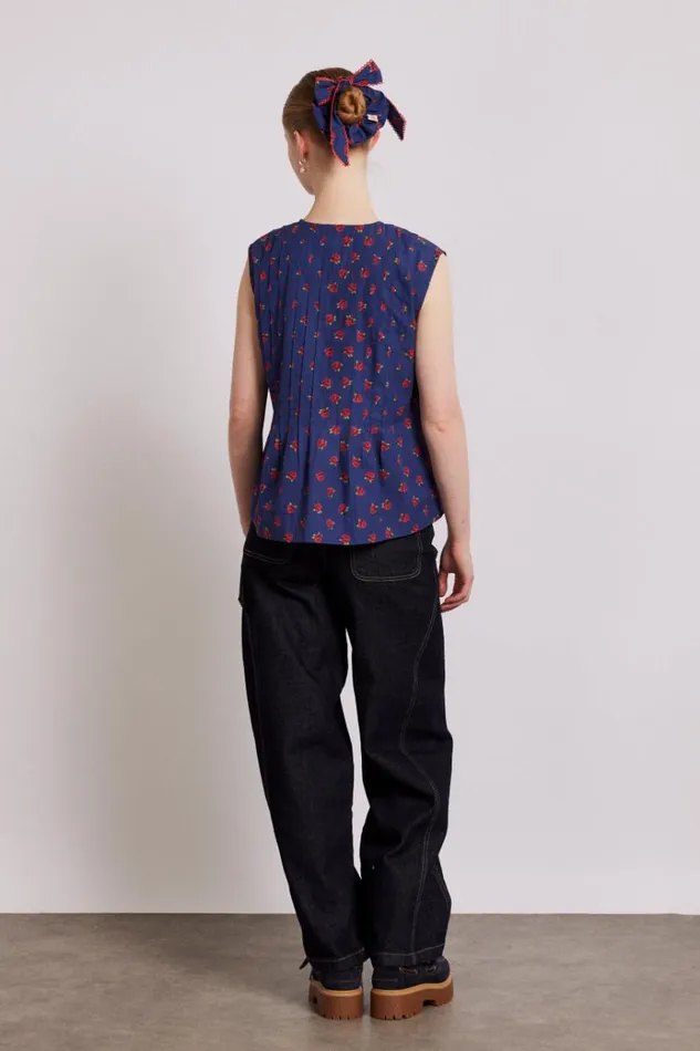 Women Tops Damson Madder Nora Pin Tuck Blouse 8211 Rose Print