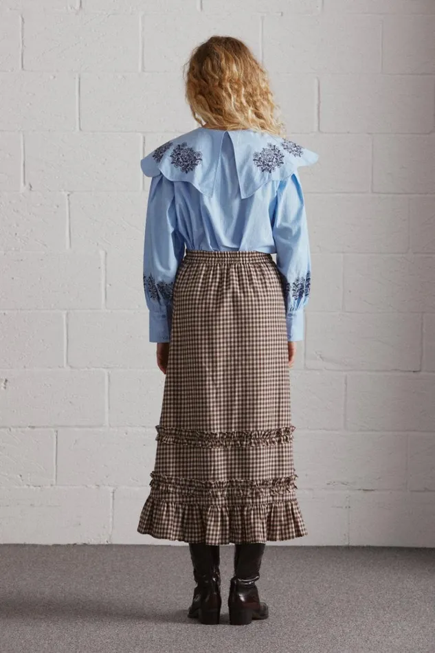Women Tops Damson Madder Romeo Embroidered Blouse Blue